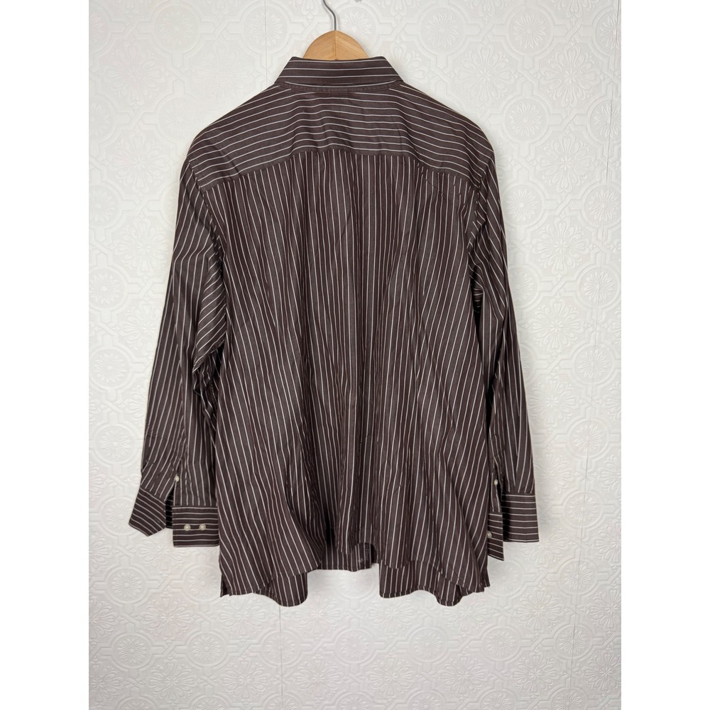 Lauren Ralph Lauren Crisp Cotton 3X Brown Pinstripe Cotton Button Down Shirt - Picture 6 of 6